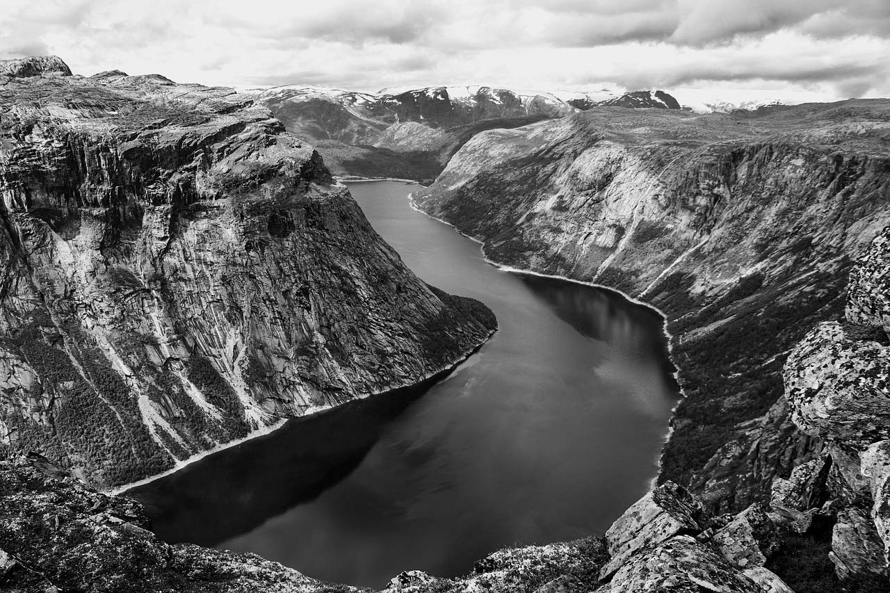 Vue aérienne d'un Fjord